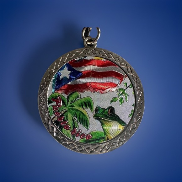 Unbranded Other - Puerto Rico Heavy Keychain Flag Coqui Frog Palm Tree Souvenir Multicolor
